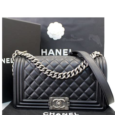 chanel black medium|chanel boy bag medium price.